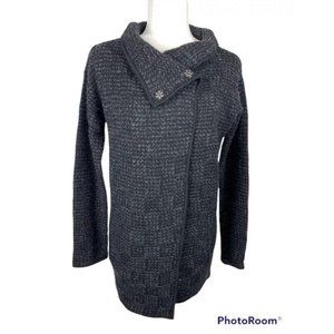 Eileen Fisher Cape Sweater XS Charcoal Gray Alpaca Wool Blend Long Sleeve